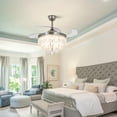 thumbnail image 2 of FINE MAKER 42" Crystal Chandelier with Fan Remote Control Fandelier Invisible Blades Ceiling Fan with Light for Living Room Dining Room 3 Color 3 Speed Chrome Finish, 2 of 11