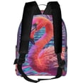 thumbnail image 3 of Lsque Digital Flamingo Vibrant Art Pattern Backpack – School Travel Canvas Daypack with Ergonomic Padded Straps, Multiple Compartments & Leather Handle, 3 of 5