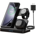 thumbnail image 1 of Cargador Inalámbrico 3 en 1 para Samsung/iPhone, Cargador para Samsung S24/S23 Ultra/S22 Ultra/S23/S23 /Z Fold 4/Flip 4/S22, para Galaxy Watch 6/5/5 Pro/4, Estación de Carga Buds (Negro),Plegable, 1 of 18
