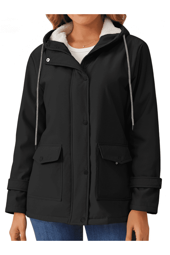 Womens Sherpa Coats Winter Fleece Jackets Women Windproof Warm Parkas Coats with Hood