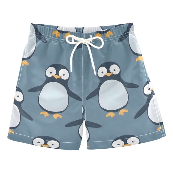 Cartoon Lovely Standing Penguins Boys' Swim Trunks Board Shorts Beach Pants Bathing Bottoms 2T
