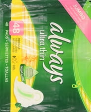 Always Ultra Thin Pads with Wings, Regular, (Choose your Count)