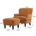 thumbnail image 3 of Christopher Knight Home Accent Chair with Ottoman, Tapered Wood Legs, Caramel, 3 of 9