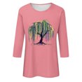 thumbnail image 4 of YUGYXL Deals Three Quarter Sleeve Tshirts for Women 2025 Mardi Gras Fancy Printed Clothes Dressy Crew Neck Basic Fit Tees Theme Party Soft Tunic Tops Clearance Sales, 4 of 5