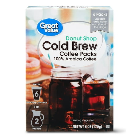 Great Value Cold Brew Coffee Packs, Donut Shop, 6 oz, 6 (Best Cold Brew Coffee Machine)