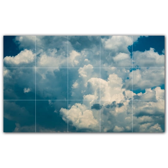 Picture-Tiles.com: Clouds Ceramic Tile Wall Mural WAL500387-53S. 21.25"W x 12.75"H using (15) 4.25" x 4.25" Ceramic Tiles-Satin Finish