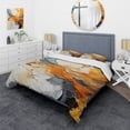 thumbnail image 1 of Designart "Orange Blue Line Art modern Expressionism" Abstract Bedding Covert Set - Line Art Orange Modern Bed Set With 2 Shams, 1 of 6