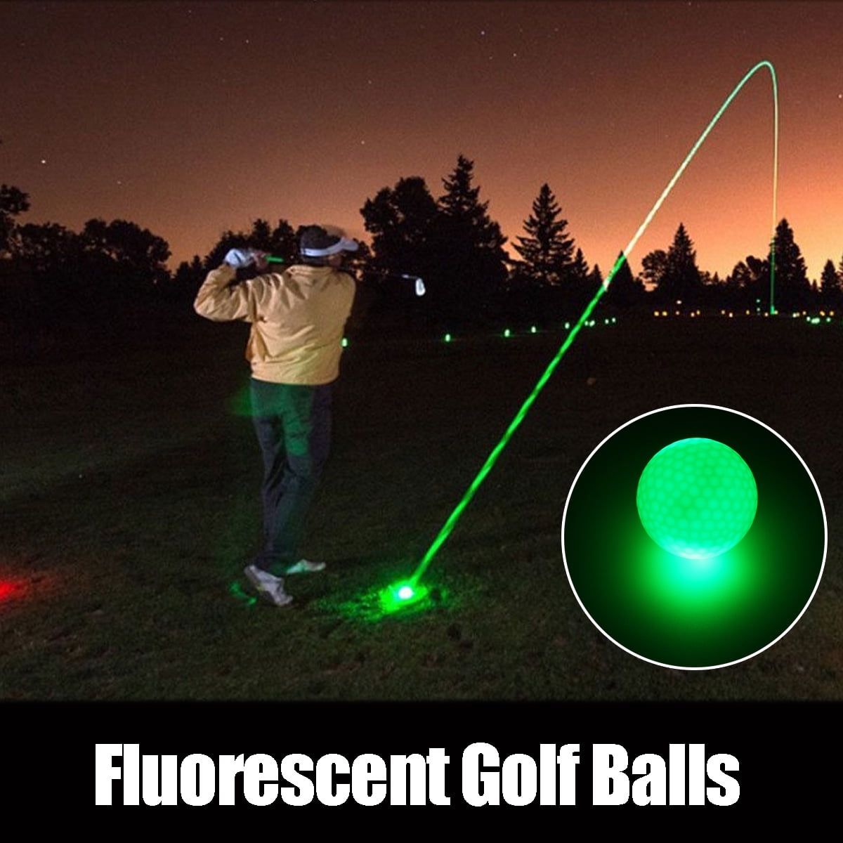 6X 1.6'' LED Fluorescent Golf Balls Luminous Glow In Dark Night Golfing