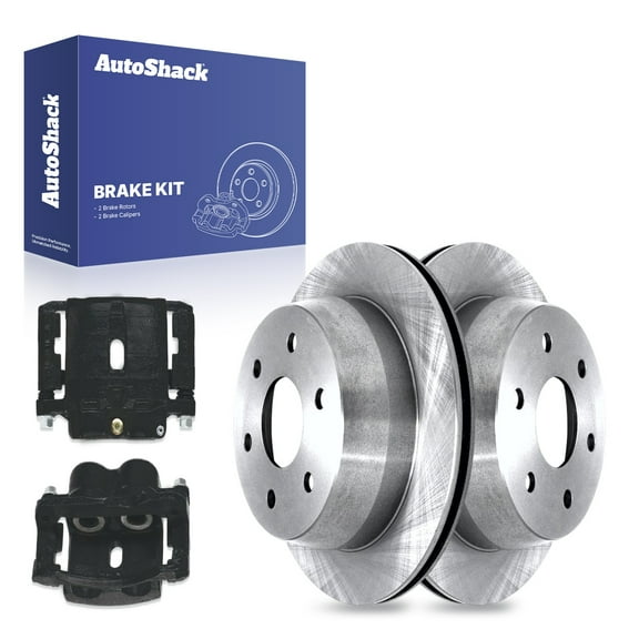 AutoShack Rear Brake Rotors Calipers Black | Replacement for 2003 Chevrolet Silverado 2500 Suburban 2500 2003 GMC Sierra 2500 6.0L 8.1L V8 4WD RWD | 4-PC Brake Kit