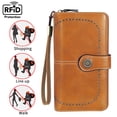 thumbnail image 4 of KAWELL Women's Leather RFID Blocking Wristlet Wallet - Large Capacity Purse with Wrist Strap, 4 of 8