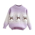 thumbnail image 1 of Pull à Manches Longues Col Rond Motif Filles Garçons Décontracté Tricoté 2-12 Ans Violet, 1 of 4