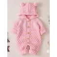 thumbnail image 5 of Dewadbow Newborn Baby Boy Girl Bear Ear Knit Romper Hooded Wool Sweater Jumpsuit, 5 of 6
