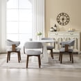 thumbnail image 4 of Guyou Modern Dining Chair Set of 2, Linen Upholstered Dining Room Armchair with Curved Backrest, Mid-Century Wooden Kitchen Side Chairs for Dining Room Living Room, Grey, 4 of 9