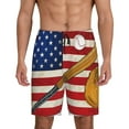 thumbnail image 1 of Wukai Short de Pyjama Homme avec Poches Imprimé Drapeau Américain et Baseball - 4TG, 1 of 6