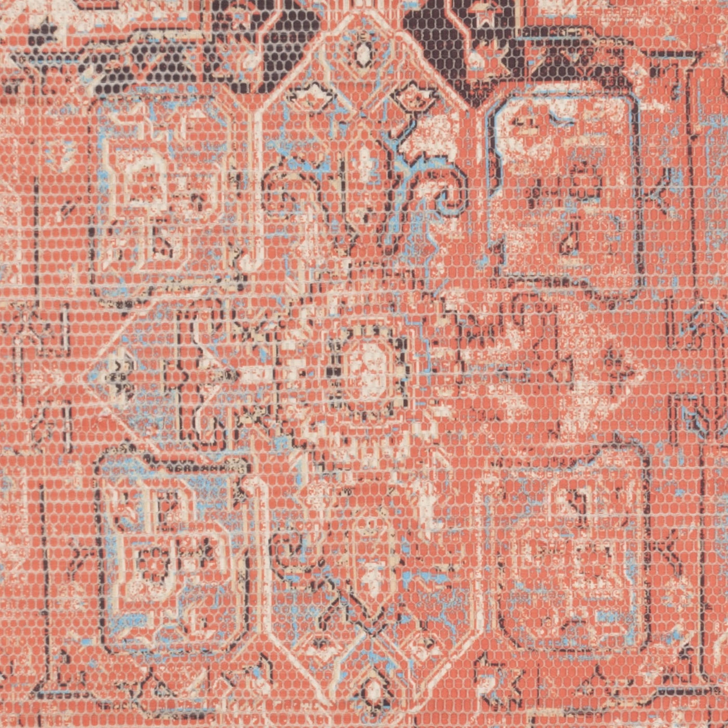 SAFAVIEH Saffron Erksine Geometric Polyester Area Rug, Rust/Blue, 3' x 5'