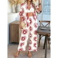 thumbnail image 4 of Conjunto de 2 Piezas de Chándal de Verano para Playa con Camisa de Corta y Botones para Mujer, Top Estampado, Pantalones Cortos de Descanso Girasol S, 4 of 9