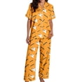 thumbnail image 4 of Likimi Halloween Pajamas For Women Set Lapel Button Down Hallowmas Graphic Print Short Sleeve Pjs Tops With Pants For Party Casual Sleepwear Orange Size L, 4 of 7
