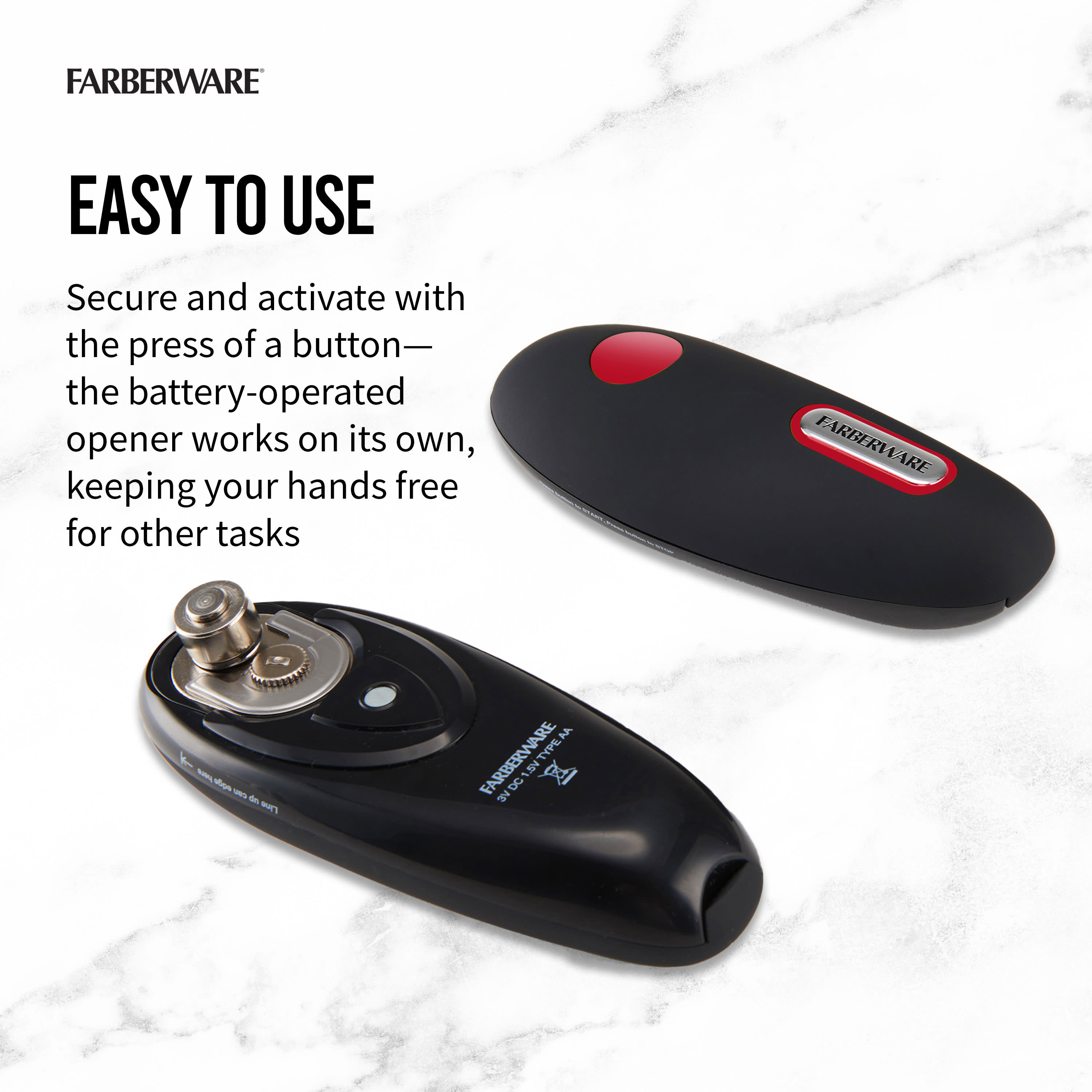 Farberware Hands-Free Battery-Operated Black Can Opener in Red - image 4 of 18