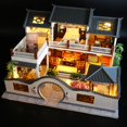 thumbnail image 2 of Wooden Miniatures Dollhouse Kits Furniture With Accessories Chinese Villa Doll House Casa Assembled Toys For Adults Gifts heqiyong LED, 2 of 2
