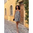 thumbnail image 4 of White Zebra Print Chiffon Backless Mini Dress For Party Vacation Casual Wear, 4 of 8