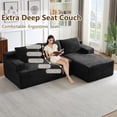 thumbnail image 3 of 96" Boneless Cloud Couch with Chaise, Modular Sectional Sofa for Living Room, No Assembly Required, Deep Seat Corduroy Couch, Black, 3 of 9
