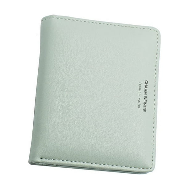 Qarigey Cartera de mujer PU llaves recibos monedas foto almacenamiento monedero portátil viaje fecha tarjeta de crédito bolsa de bolsillo Carteras Verde claro