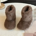 thumbnail image 4 of DMDUOU Little Girls Heeled Boots Fashion Big Kids Winter Flat Keep Warm Snow Boots Comfortable Shoes Kids Holly Boots Brown 27, 4 of 6