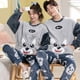 thumbnail image 3 of Conjunto de pijama de felpa de franela cálida para hombre y mujer, ropa de dormir de manga larga con cuello redondo, dibujos animados dulces, 32 estilos, Invierno, 3 of 4