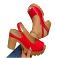thumbnail image 6 of Wowcloth Women's Peep Toe Platform Sandals – Chunky Heel Summer Fashion with Solid Color Design for Casual Outdoor Wear, 6 of 9
