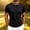 Black, variant on Mens 3 Button Placket Striped Trim Polo Shirt Breathable Pique Knit Short Sleeve Top for Walking Golf Weekend Business Daily Wear Black S