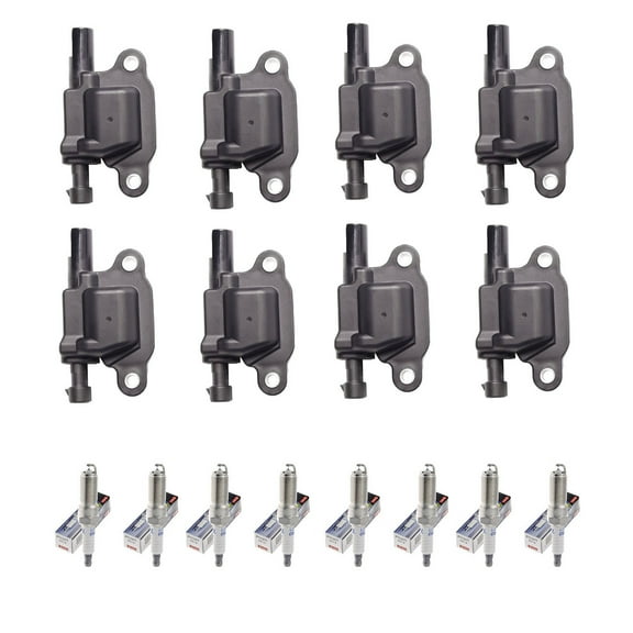 Set of 8 ISA Ignition Coils and Denso Spark Plugs Compatible with 2016-2020 Cadillac Escalade GMC Savana 1500 UF413