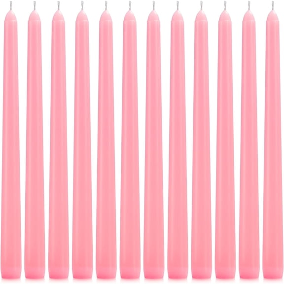 12 Pack Pink Taper Candles - Taper Candles 10 Inch Dripless, Smokeless & Unscented - 8 Hours Long Burning - Tall Candlesticks - Ideal for Weddings, Dinner Parties, Home Decor, Birthday Party