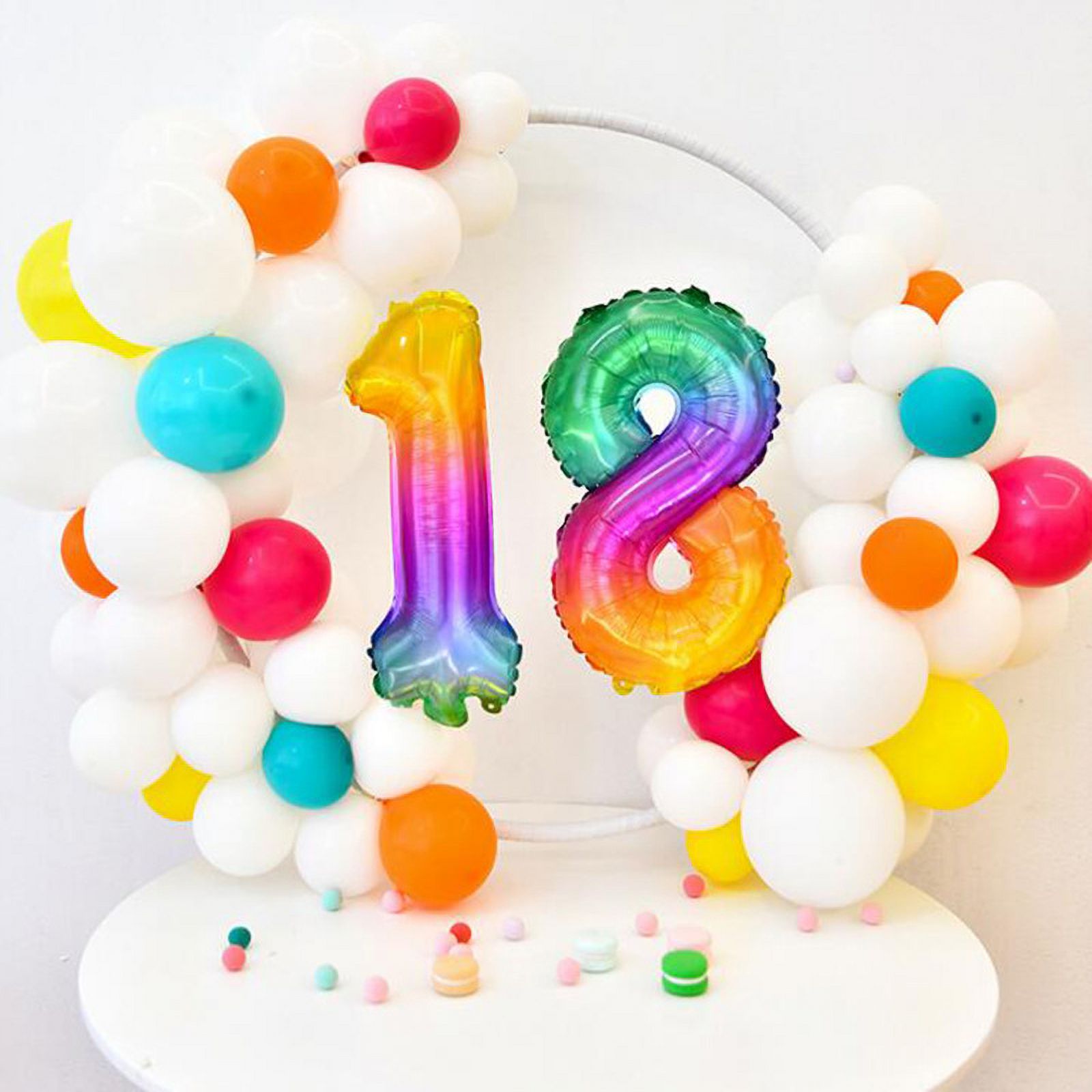Giant Rainbow Jelly Number - Large, 40 Inch, Rainbow Birthday Decorations, Tie Dye Balloons For Party Decor