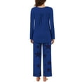 thumbnail image 4 of Aoujea 50% Off Clear! Plus Size Womens Pjs Sets Long Sleeve Pajamas for Women Comfy Fashion And Casual Loose Printed Round Neck Button Up Long Sleeved Pants Pajama Set Deals, 4 of 7