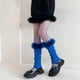 thumbnail image 2 of Calentadores de piernas informales para mujer, calcetines de pantorrilla con retales de felpa peluda Harajuku, 2 of 5