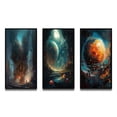 thumbnail image 3 of Designart "Gazing into the Cosmos III" Space Framed Wall Art Set Of 3 - Orange Space Frame Gallery Wall Set For Home Decor, 3 of 7