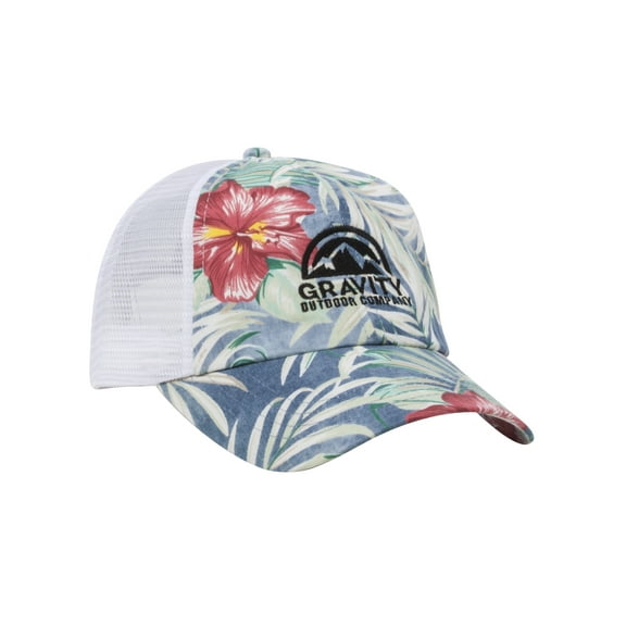 Gravity Outdoor Co. Floral Print Mesh Trucker Hat - Blue