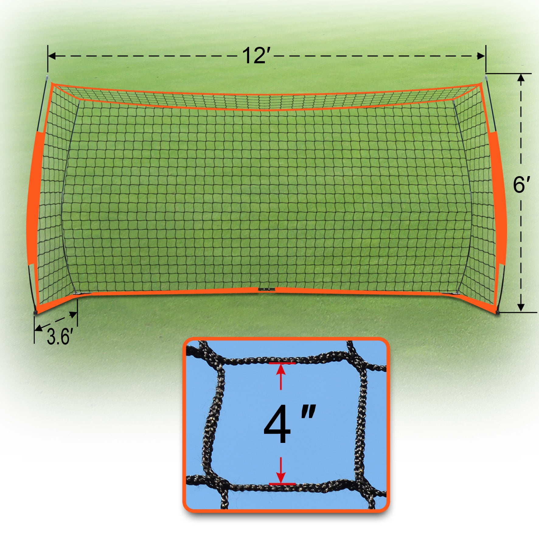 Sunrise 12'x6' Portable Soccer Goal with Net, Sport Training Set with Carry bag, Red and Black