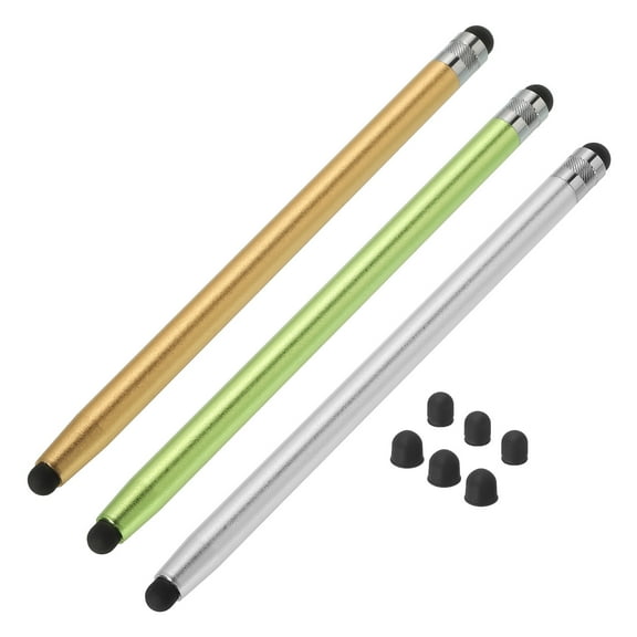 3pcs Stylus Pens for Touch Screens with 6 Extra Tips Capacitive Stylus Universal Tablet Pen, Green Gold Silver
