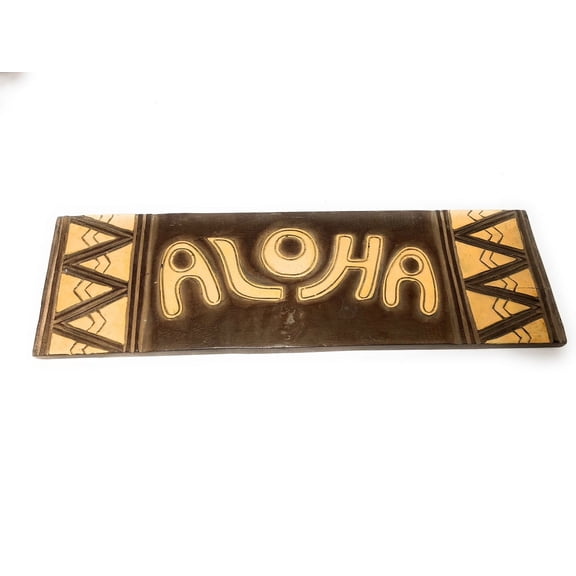 Aloha Sign w/ Tribal Design 24" - Hand Carved/Painted |#bds1200160