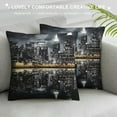 thumbnail image 3 of COMIO  New York Night City Landscape Throw Pillow Cover Rise Building Reflection Black Square Throw Waist Pillow Case Decorative Cushion Cover Pillowcase Sofa Lumbar, 3 of 5