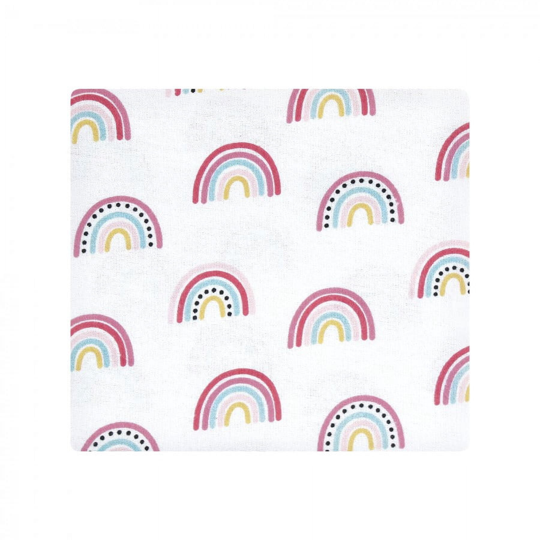 Hudson Baby Infant Girl Cotton Flannel Receiving Blankets Bundle, Modern Rainbow, One Size