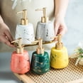 thumbnail image 2 of Ceramic Hand Soap Dispenser, Bathroom Countertop Lotion Dispensers with Pump, Refillable Liquid Dispenser Leak-Proof Shampoo Dispenser for Bathroom/Kitchen/Hotel/Office (10.1Oz Yellow), 2 of 6