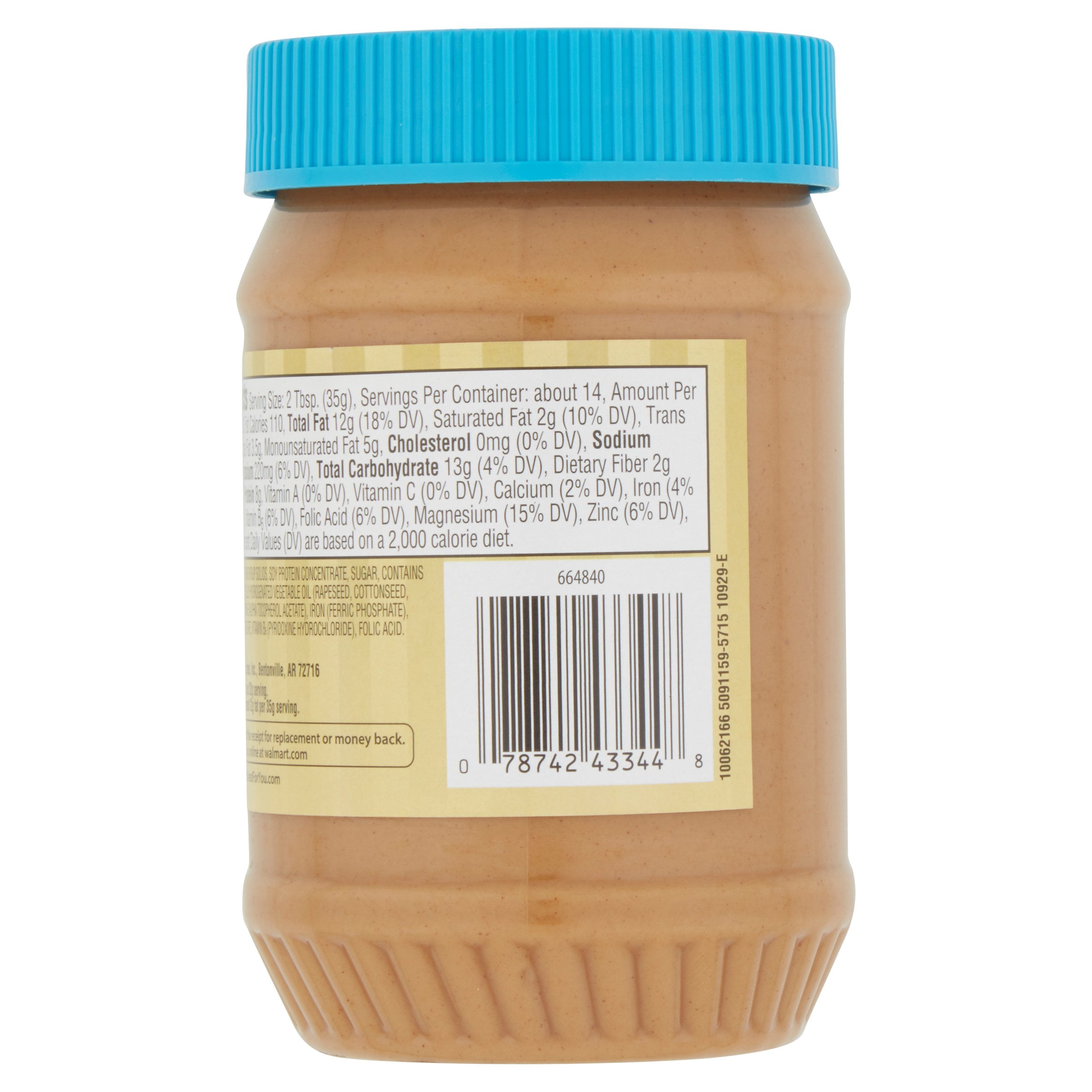 Great Value Peanut Creamy Fat Reduced Butter Spread 18 ounces