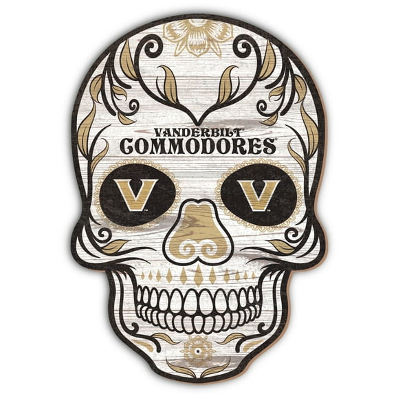 Vanderbilt Commodores 12'' Sugar Skull Sign