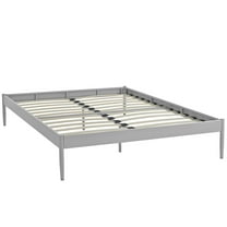 Modern Contemporary Urban Design Bedroom Queen Size Platform Bed Frame, Grey Gray, Metal Steel