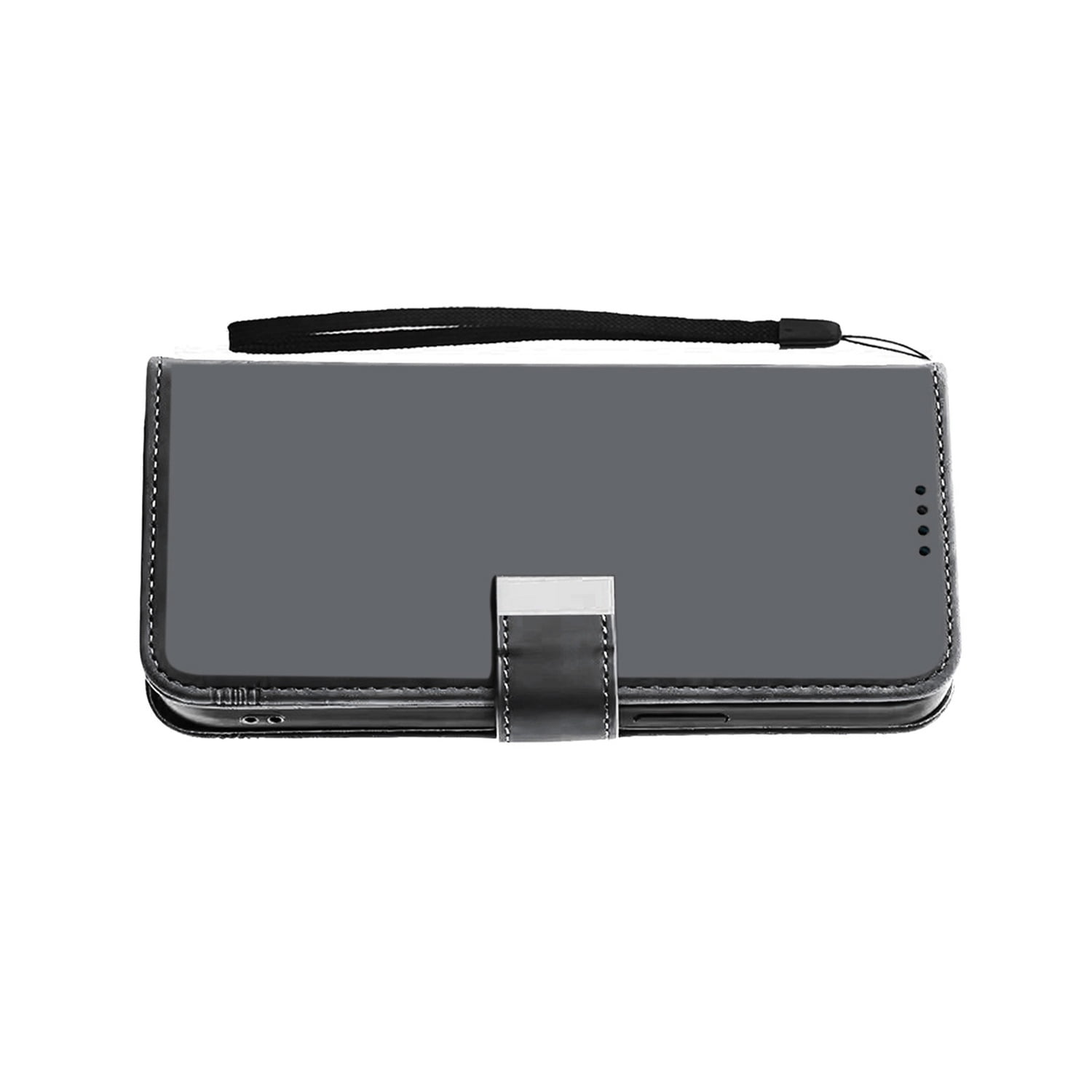 Elegant Leather Wallet Case with Wristlet Strap for iPhone 17 Pro Max - Black