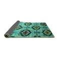 thumbnail image 2 of Ahgly Company Indoor Round Southwestern Turquoise Blue Country Area Rugs, 3' Round, 2 of 4