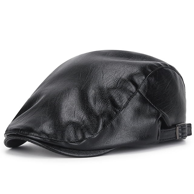 Boina informal de cuero sólido para hombre, estilo antiguo, combina con todo, ideal para parejas, de rayón.
