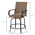 thumbnail image 4 of Brown Bar Stools - 360° Rotation with Breathable Mesh - Patio Entertainment / Durable and Cool Seating, 4 of 6